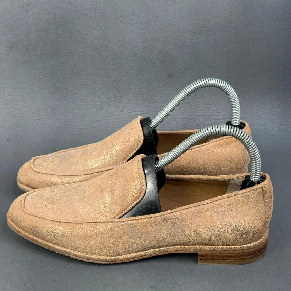 DONALD J PLINER Tamryn leather Beige gold slip on loafer shoes womens size 6.5